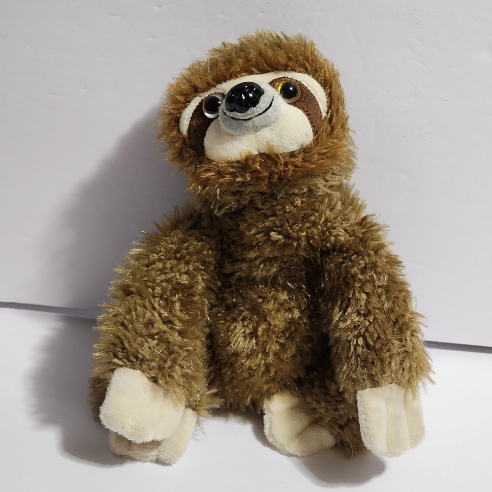First & Main SLOTH Brown Shaggy Bean Bag Plush 2020 9" Stuffed Animal Toy